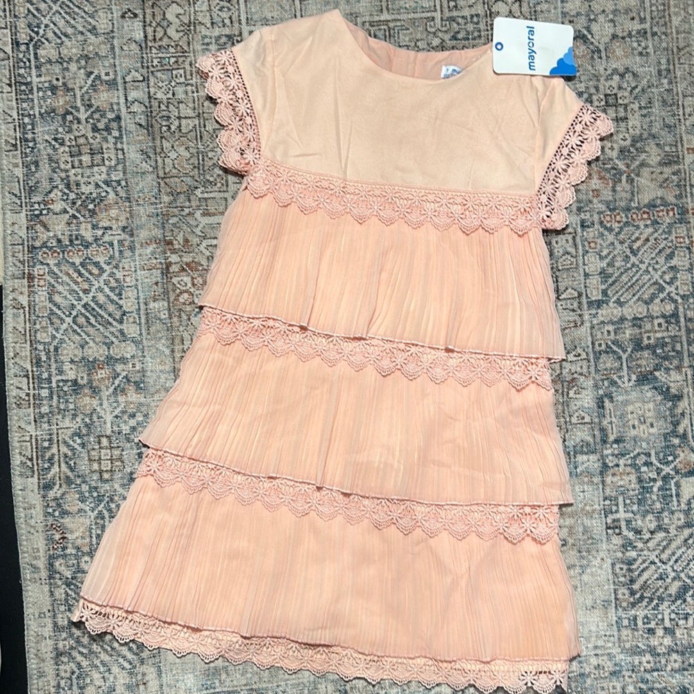 Mayoral Pink Chiffon and Lace Dress